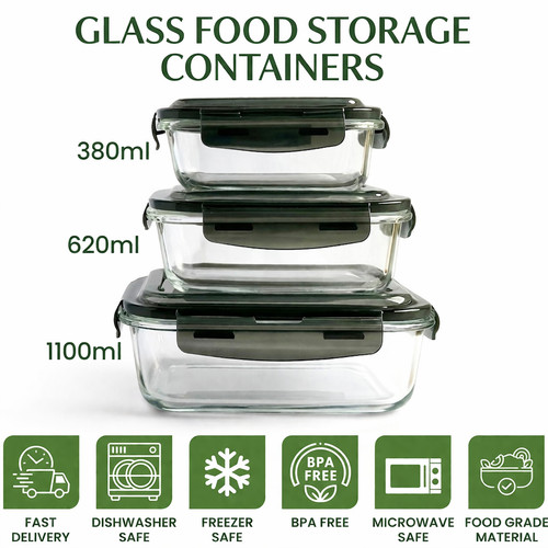 Reusable airtight glass food - airtight,