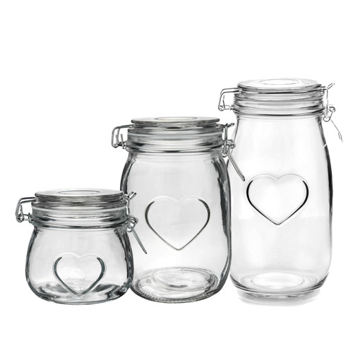 Heart glass storage jar - jar, food