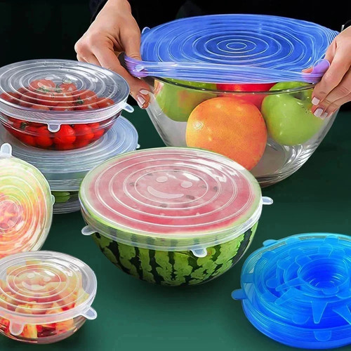 6pcs stretch silicone - 6pcs, lids